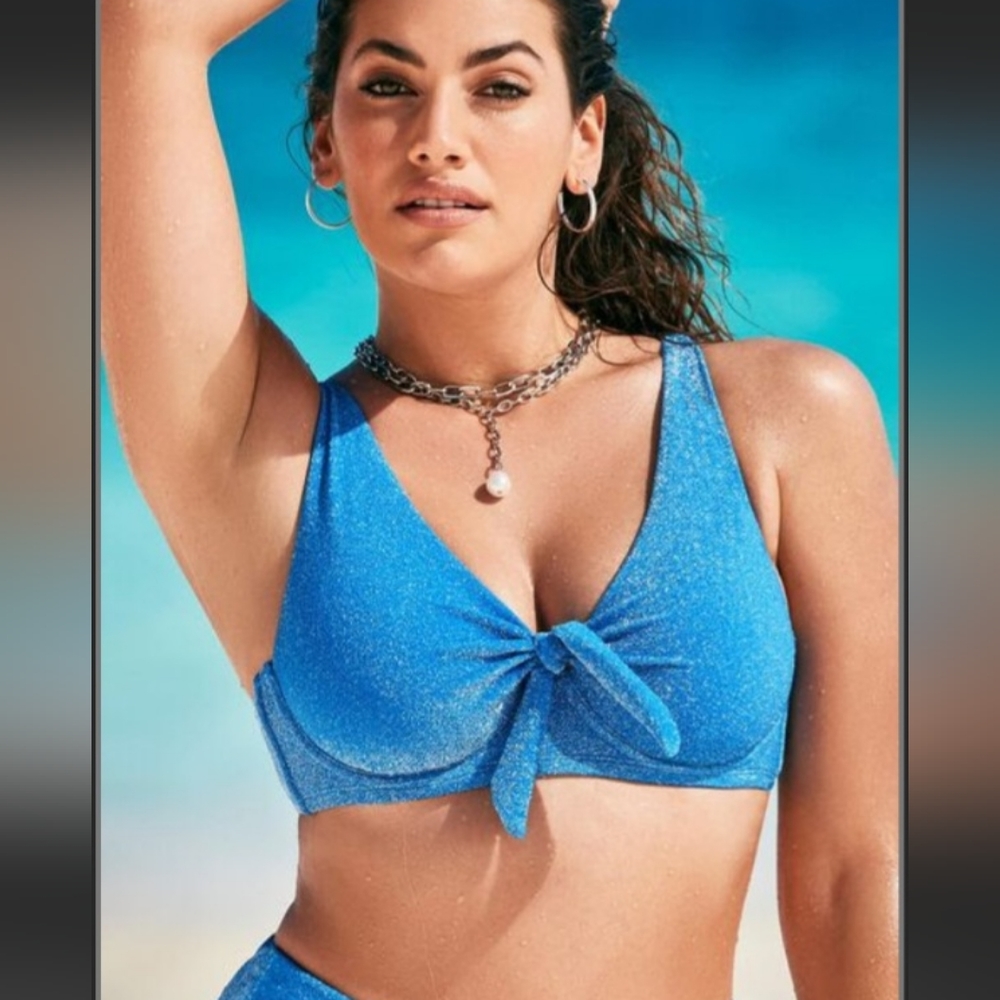 Full Suit- Swimsuits for All Blue Shimmer Knit Swimsuit - Top 10 Bottom …